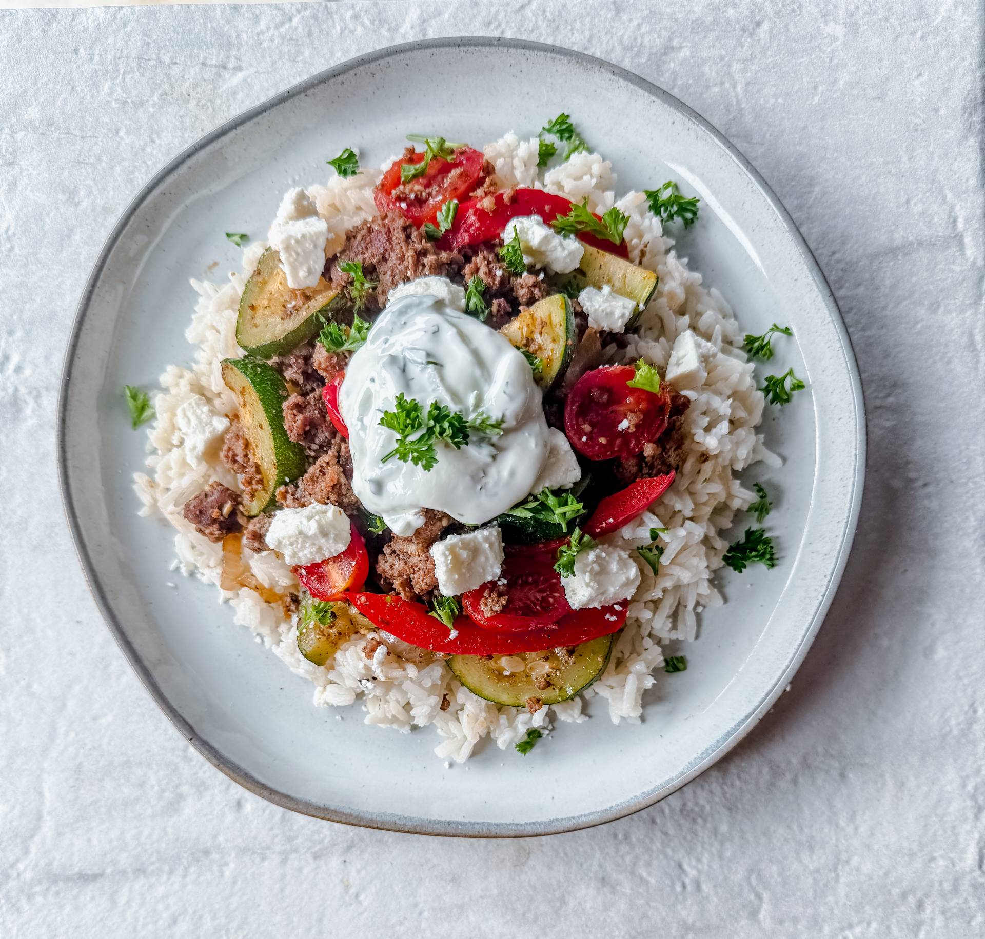 Mediterranean beef bowl